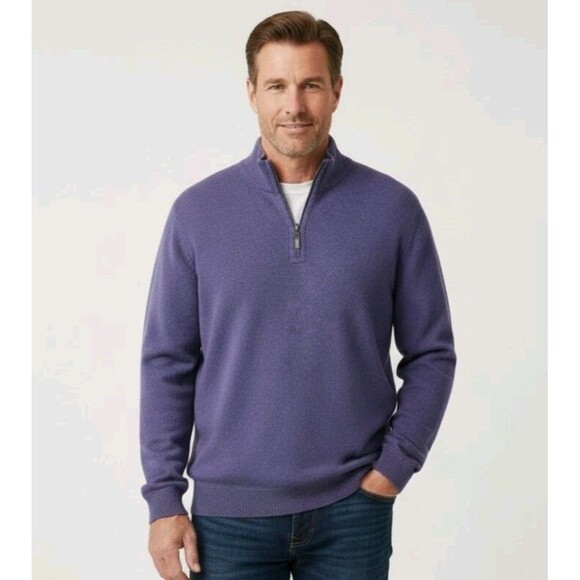 Tommy Bahama Sweater Men XLarge Purple 1/4 Zip Reversible Long Sleeve Pullover - Picture 1 of 16